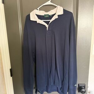 Navy Long Sleeve Rugby Shirt with White Collar